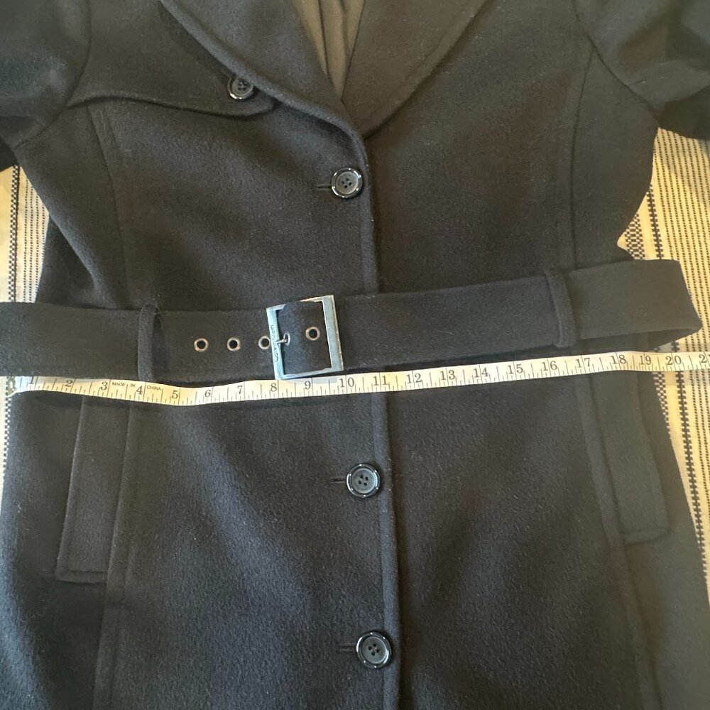 Calvin Klein Women's Single Breasted Wool Blend Belted Trench Coat Black Size 10 - Picture 2 of 6